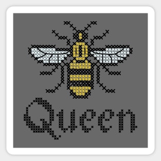 Queen Bee Cross Stitch Sticker